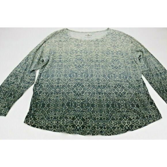 Liz Claiborne Gray Ombre Printed Long Sleeve Blouse Women's - Picture 1 of 4
